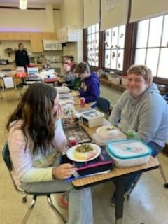 students eating
