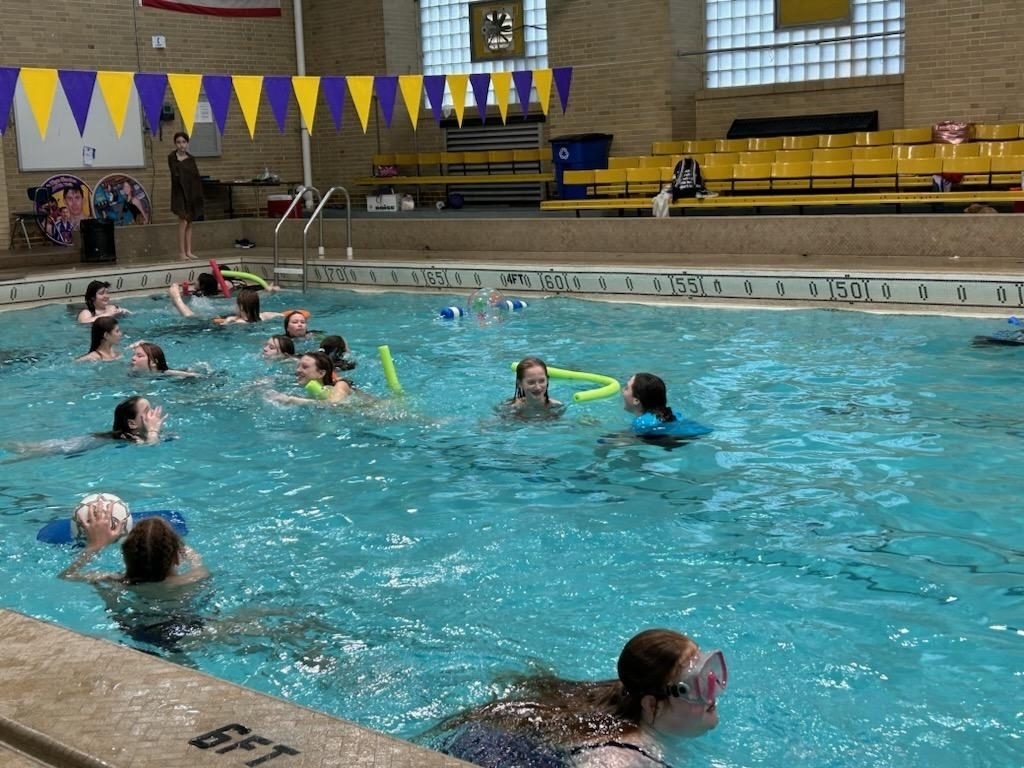 students swimming
